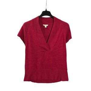 Coldwater Creek Womens M Red Short Sleeve V-Neck Sweater Acrylic